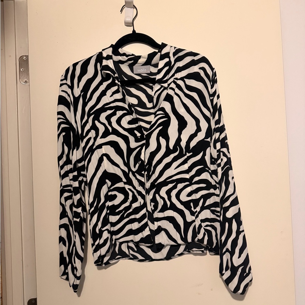 Wallis Black and White Animal Print Button Down Shirt